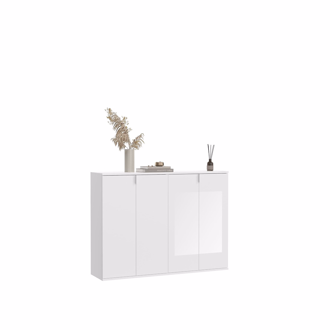 Meuble – Buffet BODITE 4 portes Blanc laqué Design moderne