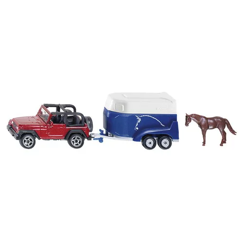 Une idée pour vos extérieurs：Voiture avec remorque et chevaux Siku - echelle 1/64e