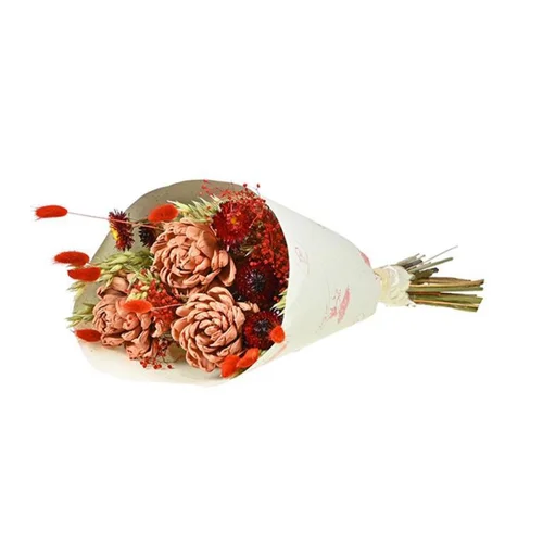 Une solution adaptée au jardin：Bouquet de fleurs séchées Sola M coloris orange - H 50 cm