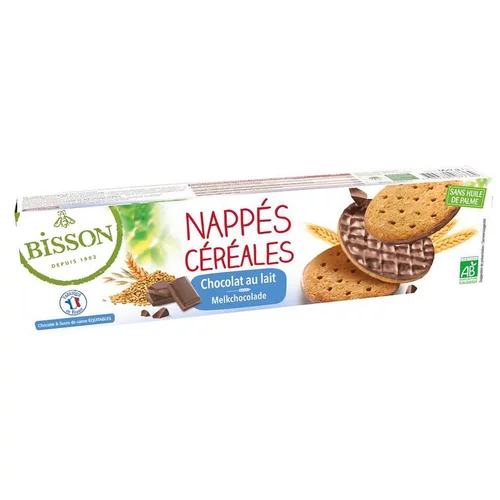 Le choix jardin:Nappés aux céréales chocolat lait bio Bisson - 140 g