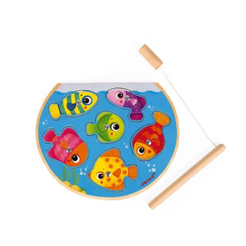 Mon jardin：Puzzle en bois Speedy fishavec canne à pêche – 18 mois à 3 ans