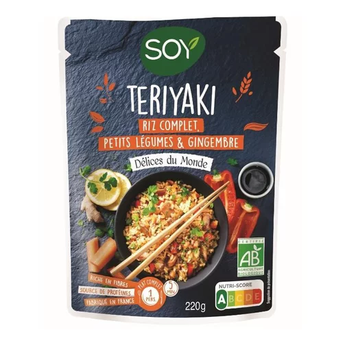 Pour profiter du jardin:Doy teriyaki riz complet petits légumes et gingembre bio Soy - 220 g