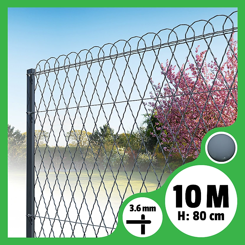 Bordure parisienne ronde longueur 10m – Gris Anthracite, 80cm, 3.6mm