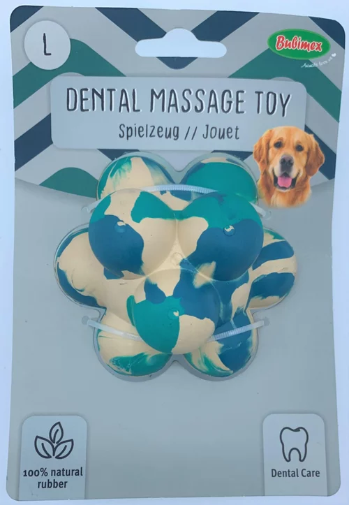 Univers végétal：Balle pour chien en caoutchouc naturel coloris bleu Bubimex Beta – Taille L