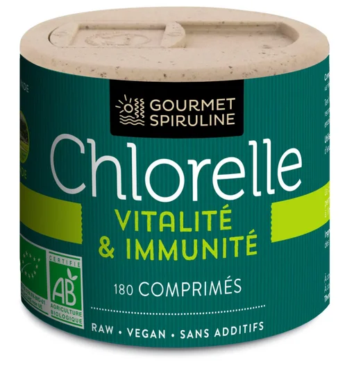 Une touche pratique au jardin：Complément alimentaire chlorelle bio Gourmet Spiruline - 180 comprimés