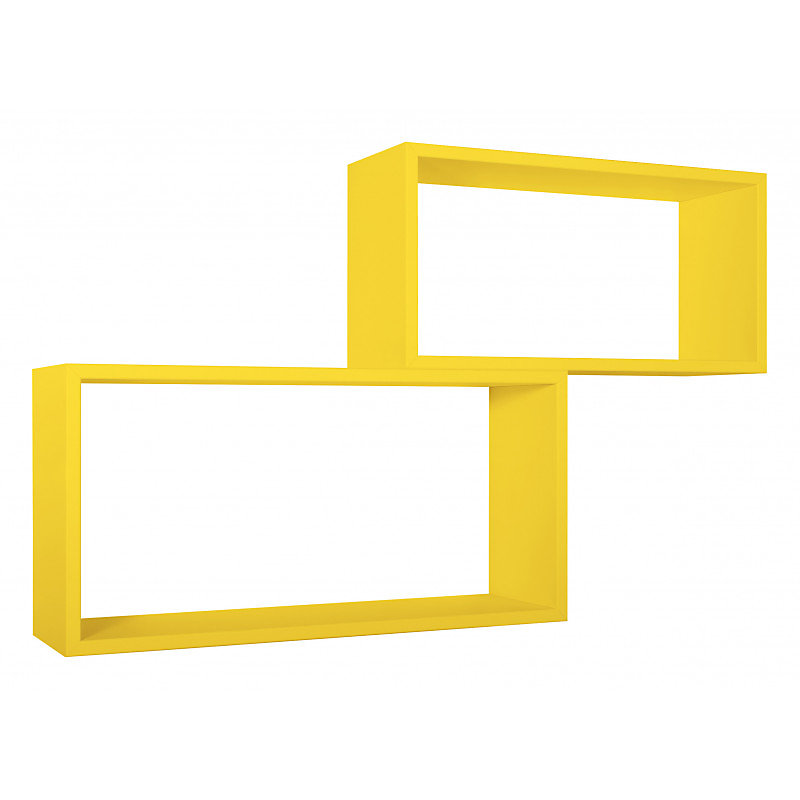 Ensemble de 2 étagères murales – meuble de salle de bain jaune canari | 70 × 35 × 20 cm et 60 × 30 × 20 cm | Bis Rettangolo Bislungo