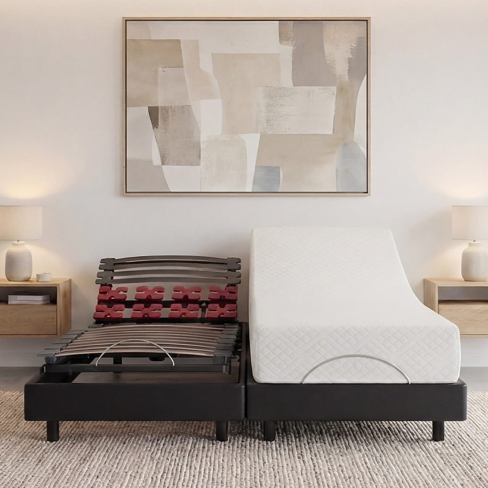 Ensemble Matelas Mousse Accueil Mémoire de forme + Sommier électrique Bodysoft 70 × 190 cm
