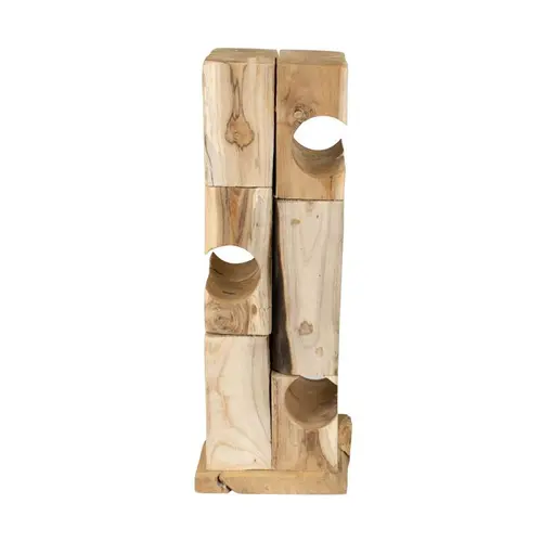 Esprit extérieur：Porte-bouteille sur pied en teck naturel - 18 x 18 x 58 cm
