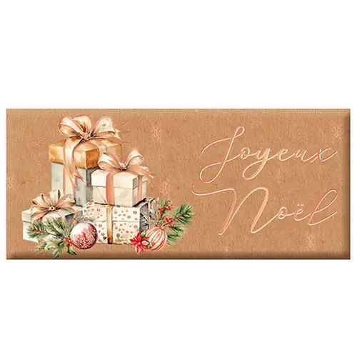 Pour organiser vos extérieurs:Mini tablette de chocolat au lait « Joyeux Noël » Art Grafik