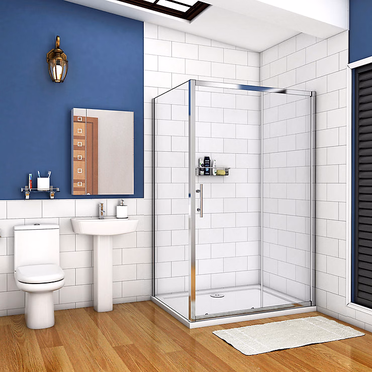 Cabine de douche coulissante – 110 × 80 × 190 cm | 5 mm Verre sécurit transparent | Aluminium chromé