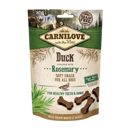 Extérieur plaisir：Friandise snack demi-sec enrichi en canard Carnilove - 200 g