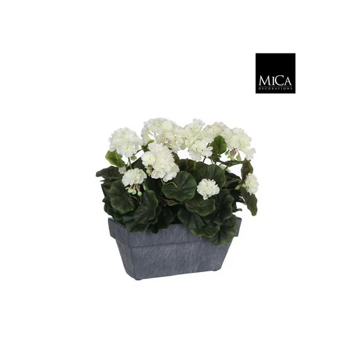 Bien pratique au jardin：Géranium blanc plante artificielle en jardinière Slate grise 30x13x40 cm