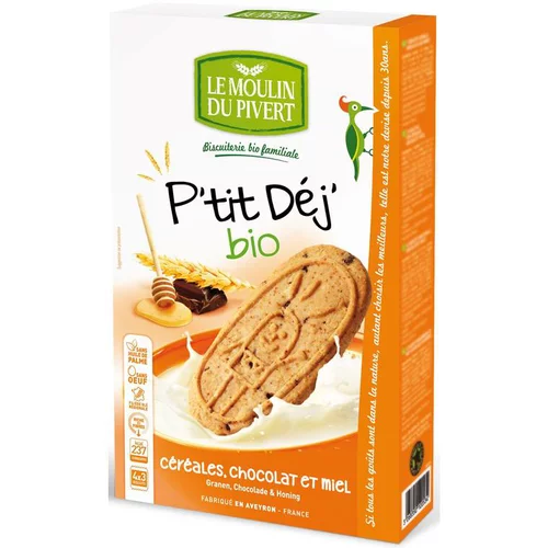 Vie au jardin：P'tit Dej Céréales, miel et chocolat bio 190 g LE MOULIN DU PIVERT