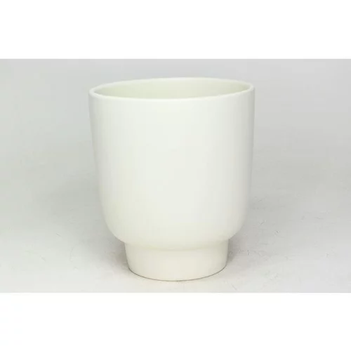 Adapté à l’extérieur：Cache-pot en céramique crème mat Haut Calm - Ø 13/12 x H 15 cm
