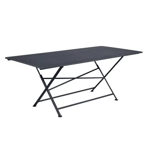 Extérieur moderne：Table pliante rectangulaire en acier coloris carbone Cargo Fermob - 190 x 90 x 74 cm