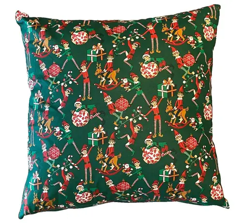 Pour la maison et l’extérieur:Coussin carré vert en coton à motifs rouges et blanc Farceur - 45 x 45 cm