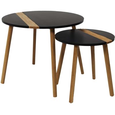 Tables gigognes bicolores Relief (Lot de 2) (Noir)