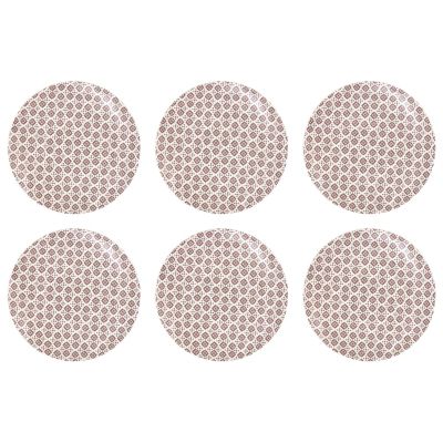 Assiette en porcelaine imprimée Cottage 25 cm (Lot de 6) (Blanc et bordeaux)