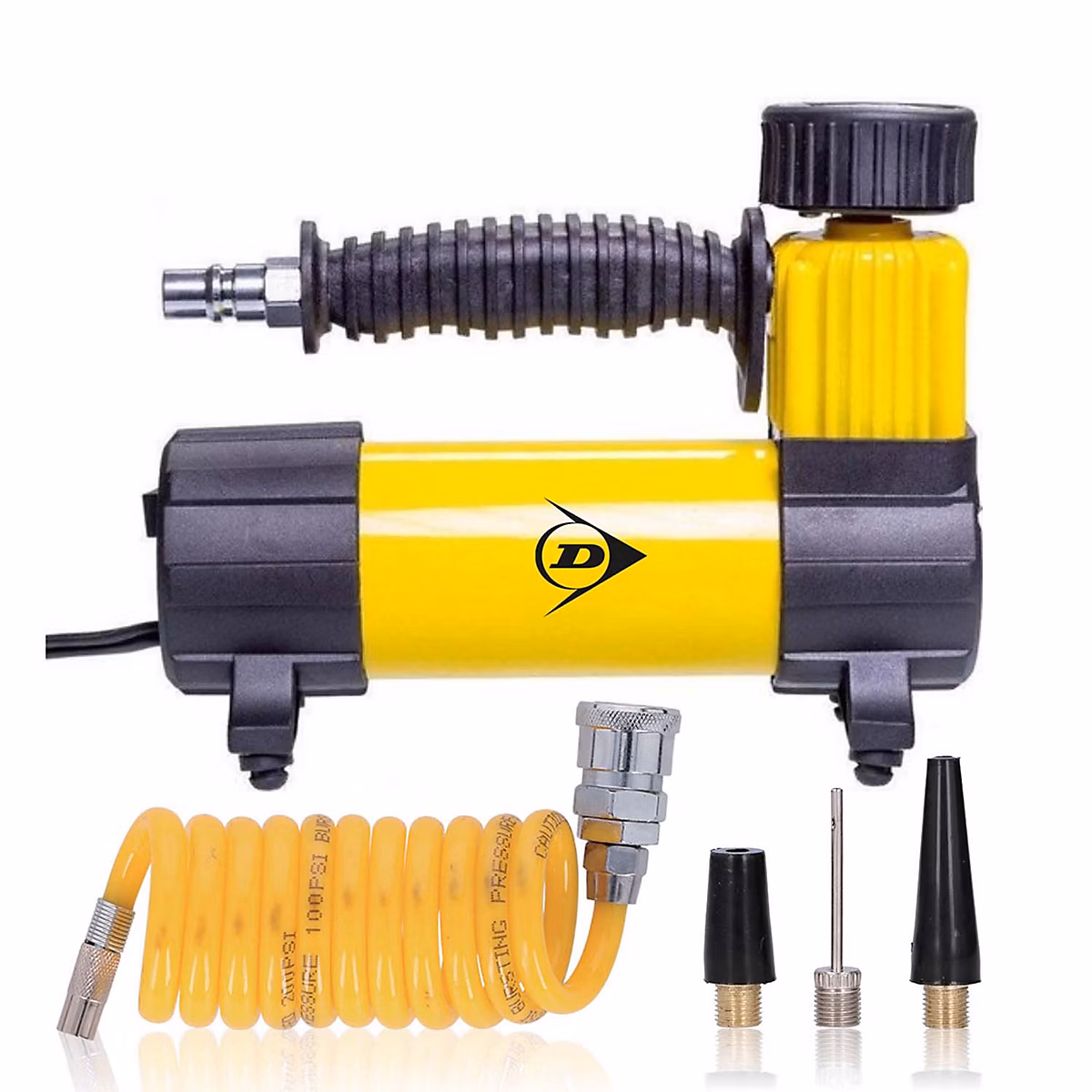DUNLOP Compresseur d'air 12V 96W 100PSI | Gonflage Rapide Pneus Auto & Vélo – Compact – Portable – Facile à Utiliser