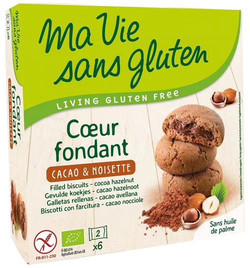 Adapté à l’extérieur：Biscuit au Cœur fondant cacao-noisettes – 200 gr