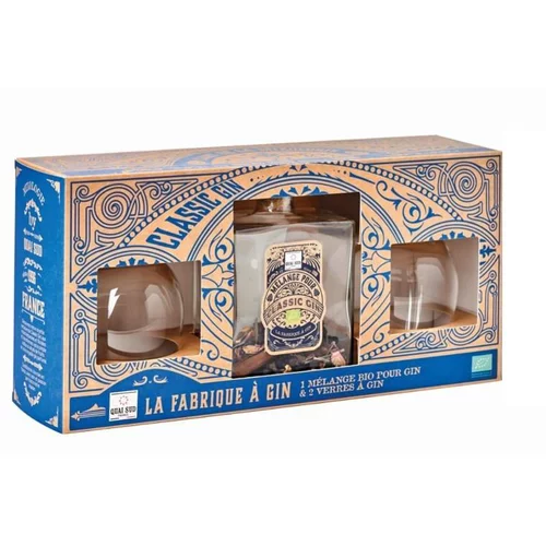 Jardin actuel:Coffret de préparation pour gin bio avec verres à vin Quai Sud - 40 g