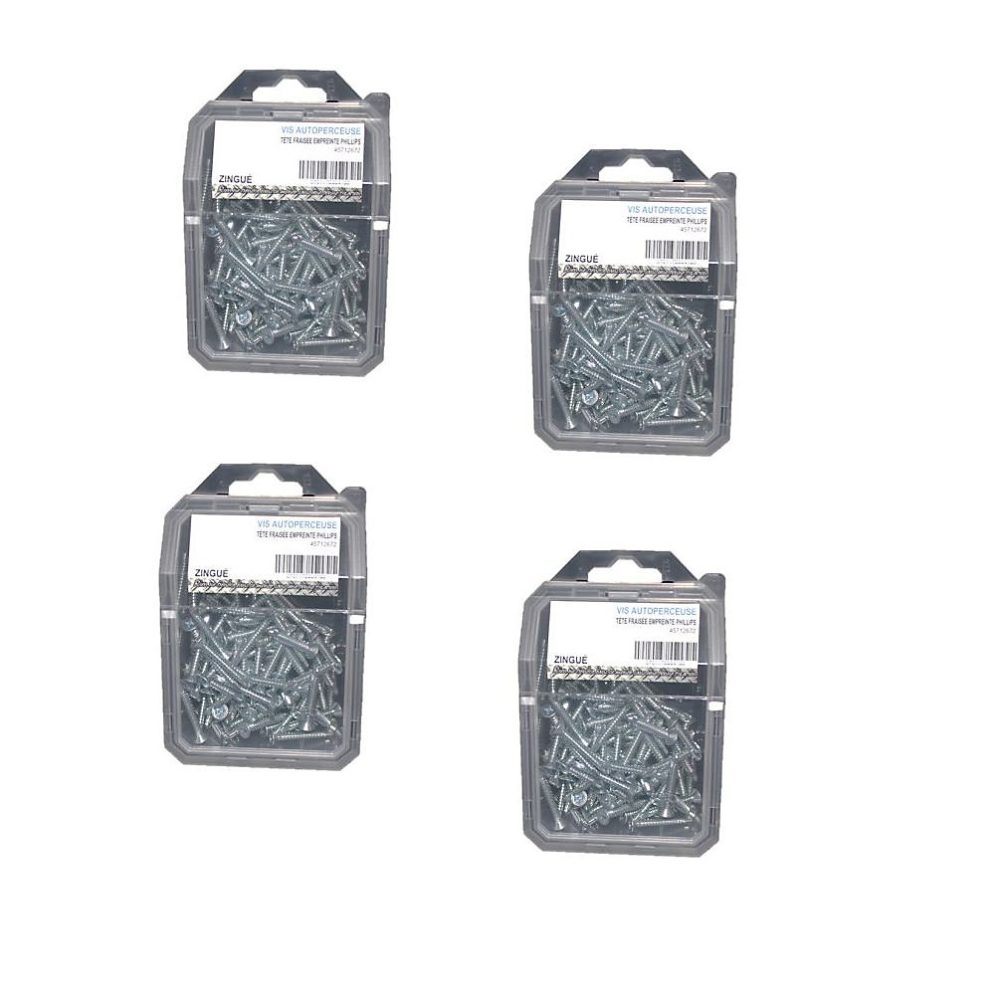 4 Coques de 100 Vis Autoperceuses Tête Fraisée 3.9 × 19 mm – DIN 7504 O | Zingué blanc | D | Work