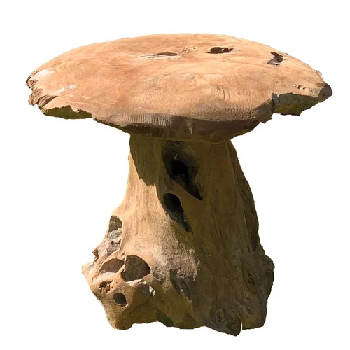 Pour vos projets extérieurs:Champignon pour décoration extérieure coloris bois en teck - 40 cm
