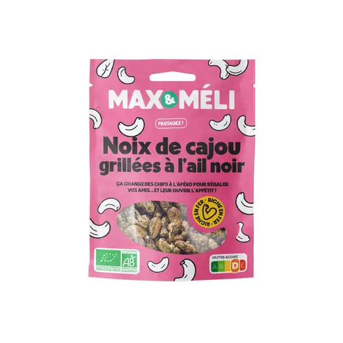 Pour mieux organiser votre jardin：Noix de cajou bio grillées à l’ail noir Max&Méli - 125 g