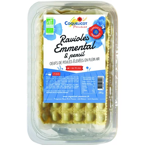À avoir au jardin：Ravioles emmental et persil bio Coquelicot - 270 g