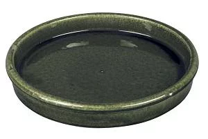 Jardin en extérieur：Soucoupe en grès émaillé Dripping vert Passion for Pottery Shanghaï - Ø 40 cm