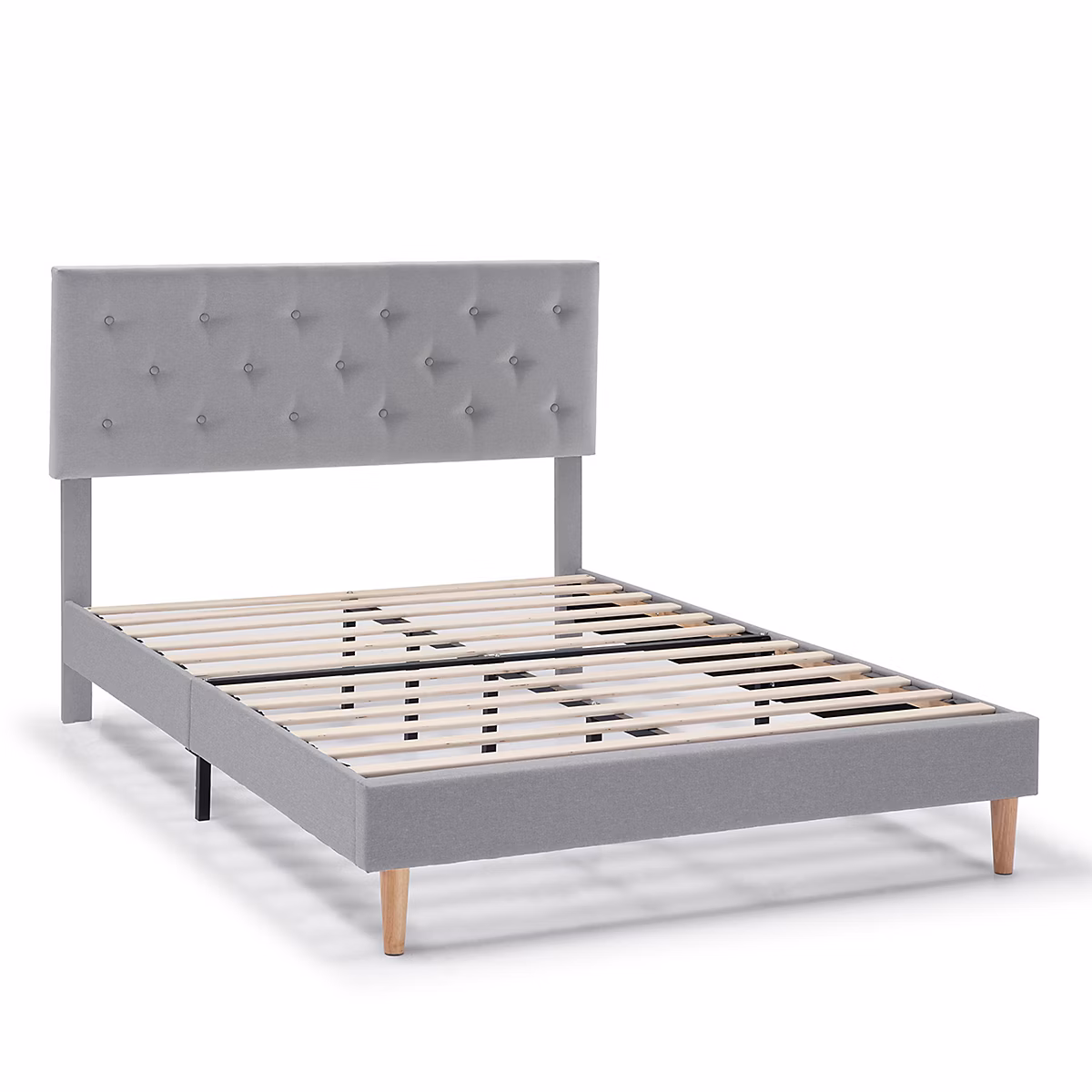 Cadre de lit rembourré Rosi 30 cm – 90 × 190 cm, Gris clair