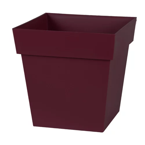 Confort dehors：Pot carré en polypropylène rouge Bourgogne Eda Toscane 22 L - 32 x 32 x 32 cm