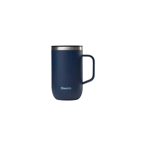 Facile dehors：Mug isotherme coloris bleu en inox Qwetch - 470 ml