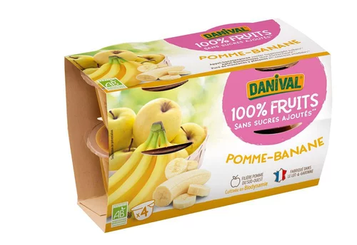 À découvrir pour l’extérieur：Purée de fruits pomme banane bio - 4 x 100 g