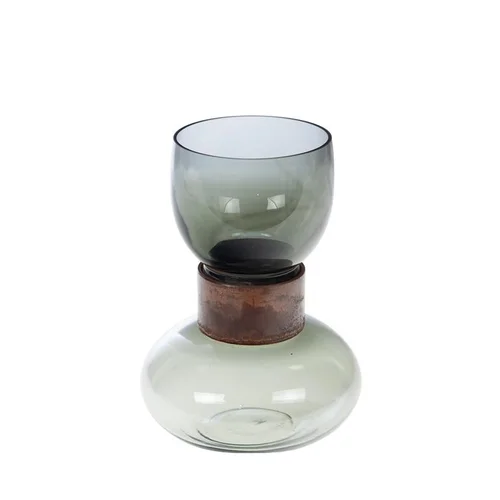 Utile pour le jardin：Vase avec col en verre coloris gris Zimbabwe - Ø 16 x H 20 cm