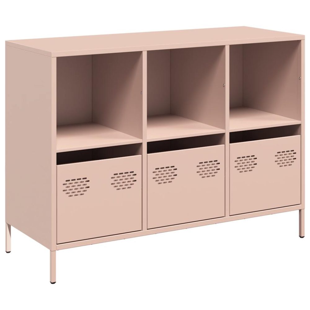 vidaXL Buffet rose 101,5x39x73,5 cm acier laminé à froid