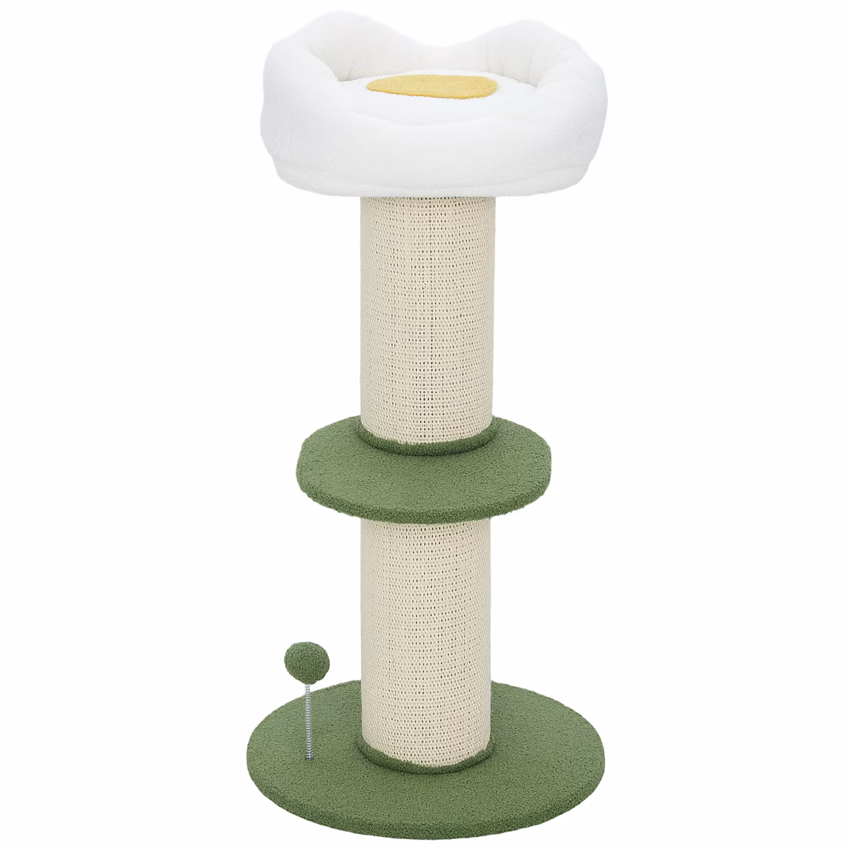 Arbre à chat griffoir design fleurs H.92 cm plateforme et panier d'observation boule à ressort – Réf. PEEDUYQRB0900690861