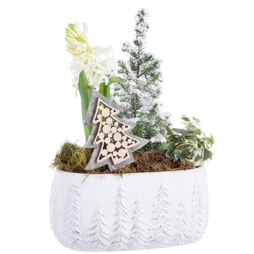 Idée nature:Composition de Noël multicolore céramique sapins