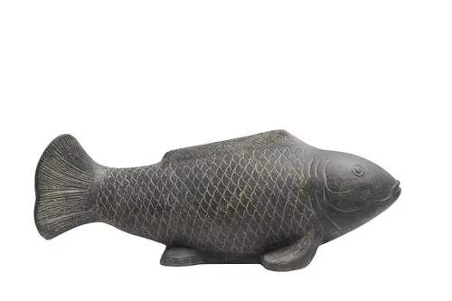 Bien pour le jardin:Décoration pour jardin aquatique coloris noir en pierre reconstituée figurine poisson SEDA - 60 cm