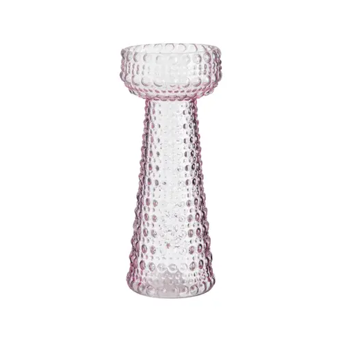 Extérieur utile:Vase en verre rose décor bulles - Ø 8,5 x H 20,5 cm