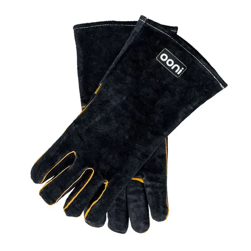 Facile dehors:Gants anti-chaleur en cuir noir Ooni - 35 x 17 cm
