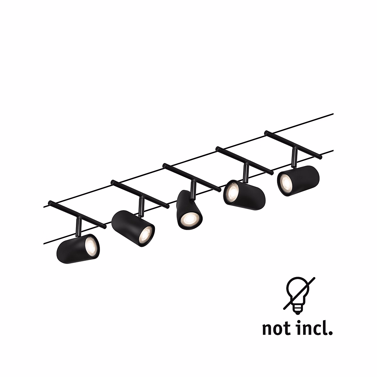 Kit cable wire LED système cup IP20 5x10W GU5 – 3 L.100 x l.10 x H.12, 4 cm Paulmann noir dépoli