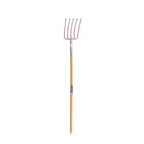 Une touche jardin：Fourche à compost rouge en acier et bois 163 cm