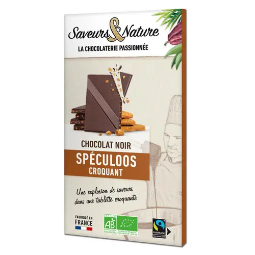Une touche jardin:Chocolat noir au spéculoos croquant bio Saveurs & Nature - 80 g