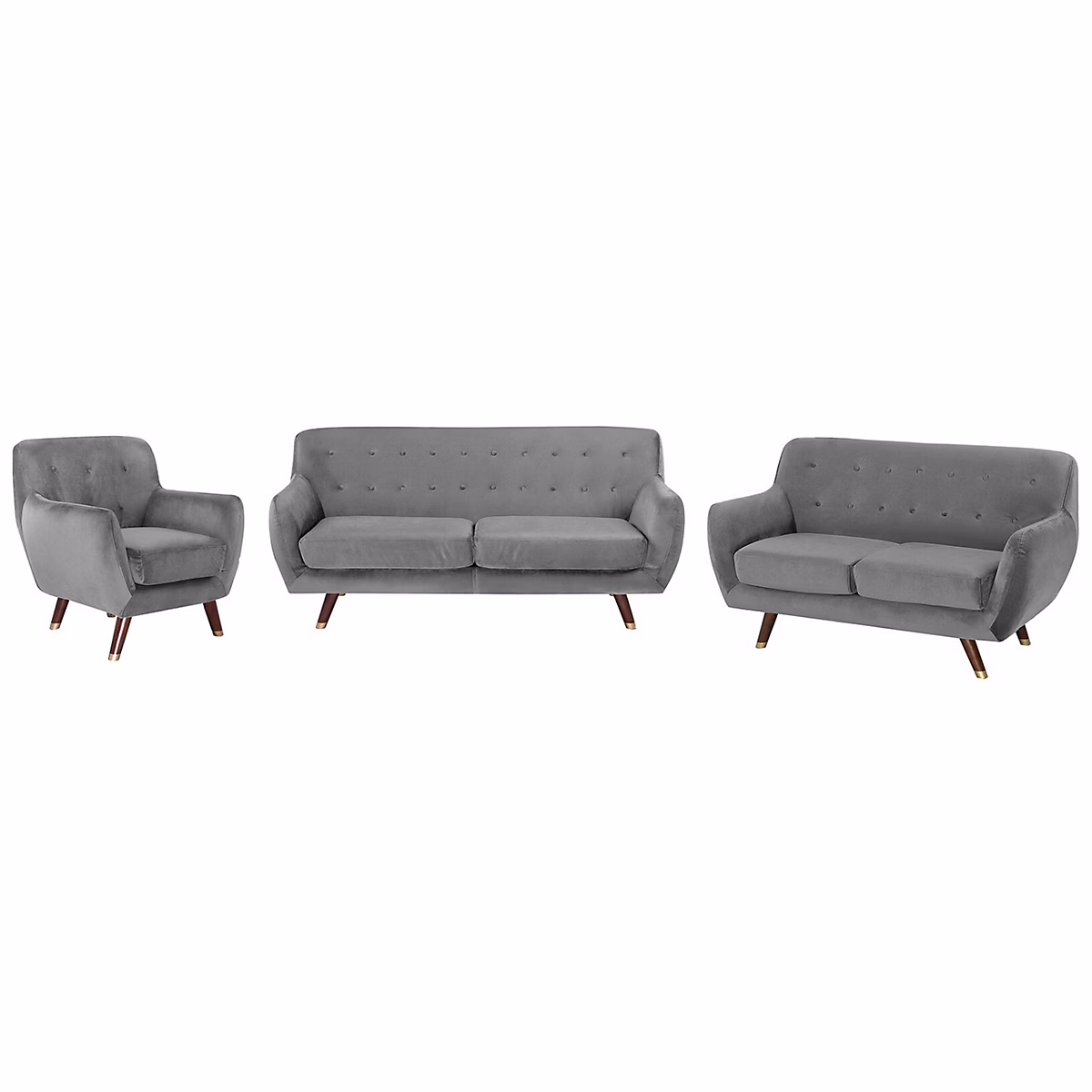 Canapé et fauteuil – Ensemble de salon 6 places BODO Velours Gris