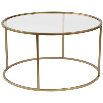 Table basse ronde en métal et verre Aurum (Doré)