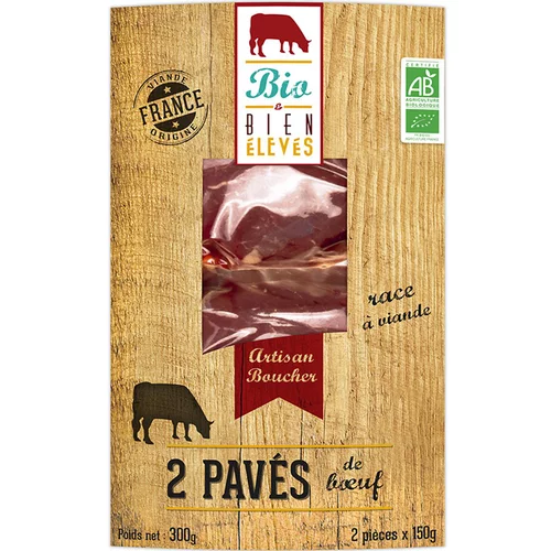 Jardin choix：Lot de 2 pavés de viande Bio et Bien Elevés - 2 x 150 g
