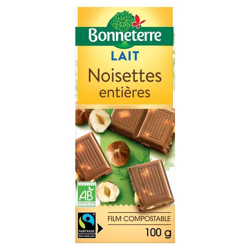 Confort extérieur：Chocolat lait noisettes entieres 100 g