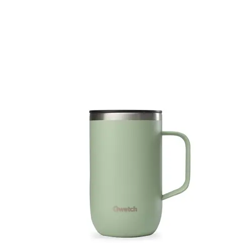Jardin en douceur:Mug isotherme en inox recyclé Qwetch Matt vert tilleul - 470 ml