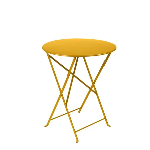 Jardin utile:Table pliante coloris jaune miel en acier Bistro Fermob - 60 x 74 cm